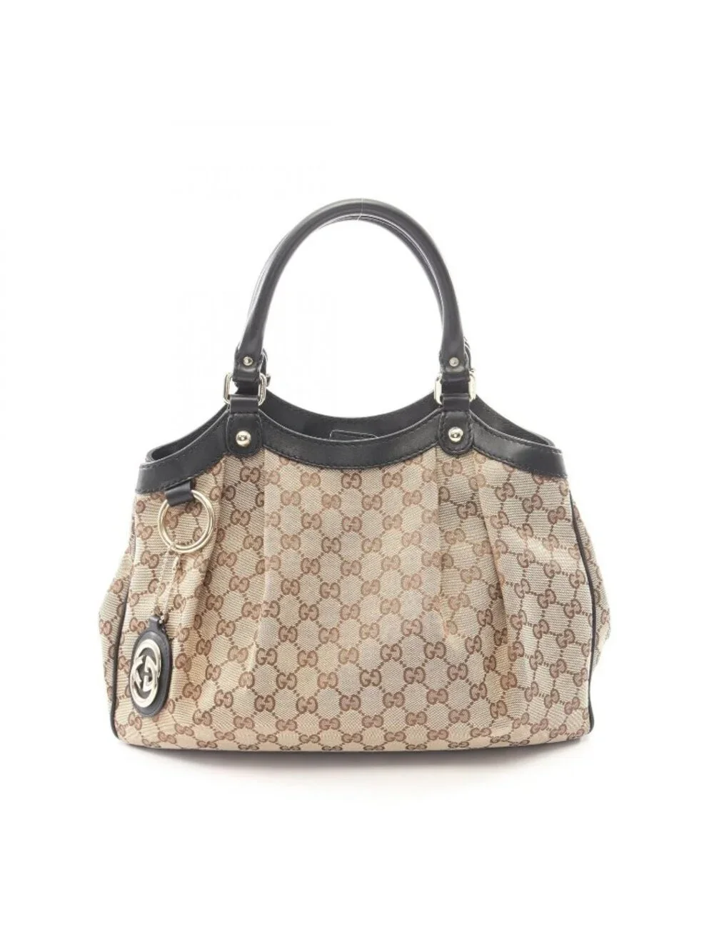 Gucci Handbag GG Canvas Beige Black Tote